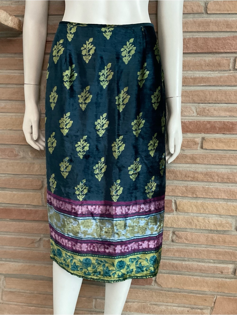 Free People Velvet Boho Midi Skirt Small